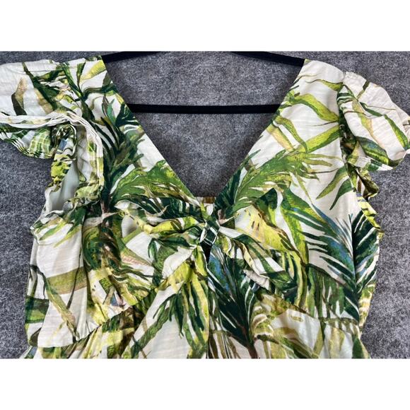 Taylor Tropical Leaf Maxi Dress Size 14 Resortwear Coastal Vibes Boho Chic - Picture 6 of 13